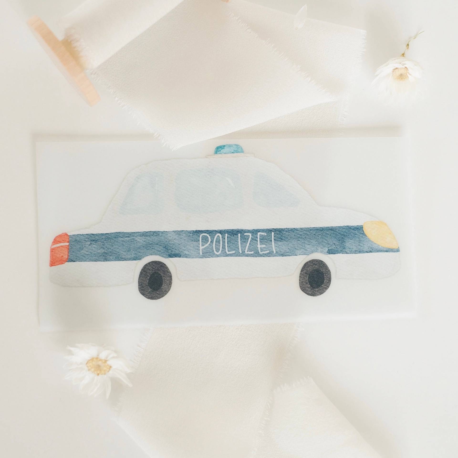 Bügelbild Polizeiauto - Motiv Zum Aufbügeln Auf Kinderkleidung Hej Hanni Art. Nr. Hhs-45088313966859 von HejHanni
