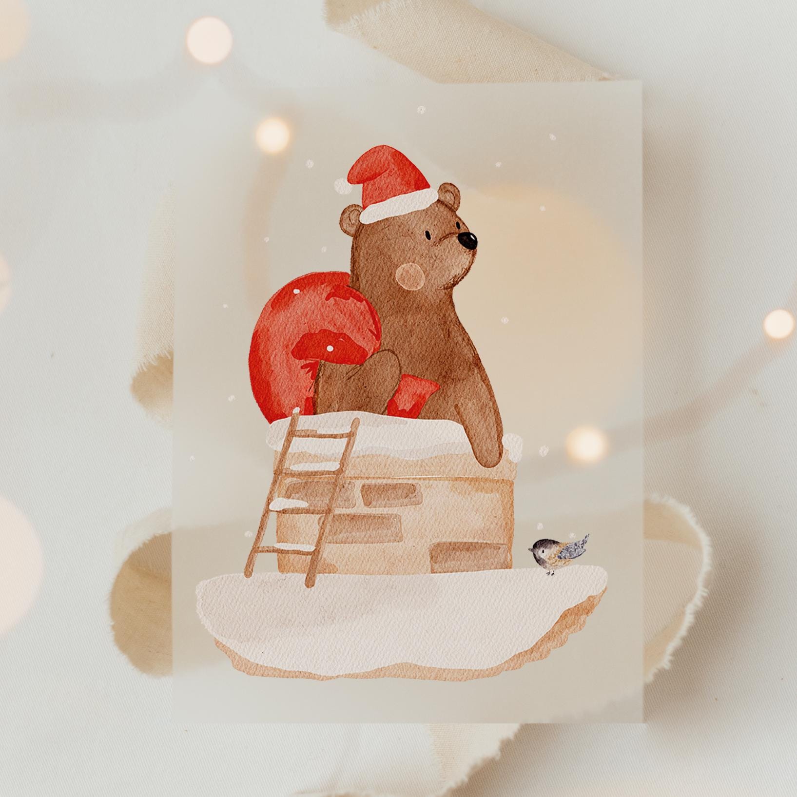 Bügelbild Weihnachten Bär Kamin - Motiv Zum Aufbügeln Auf Kinderkleidung Hej Hanni Art. Nr. Hhs-45926319489291 von HejHanni