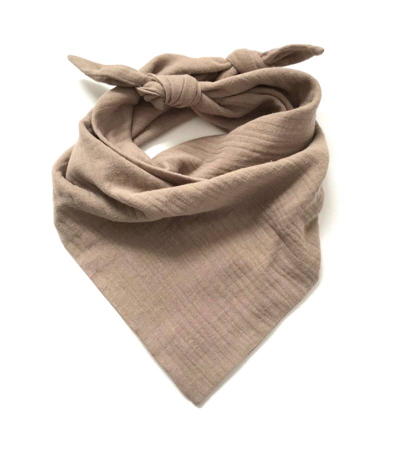 Bio Musselin Kids Halstuch Zum Knoten Dreieckstuch Kinder Schal Naturfarben Beige Herbst Uni Organic von HejHejStudio
