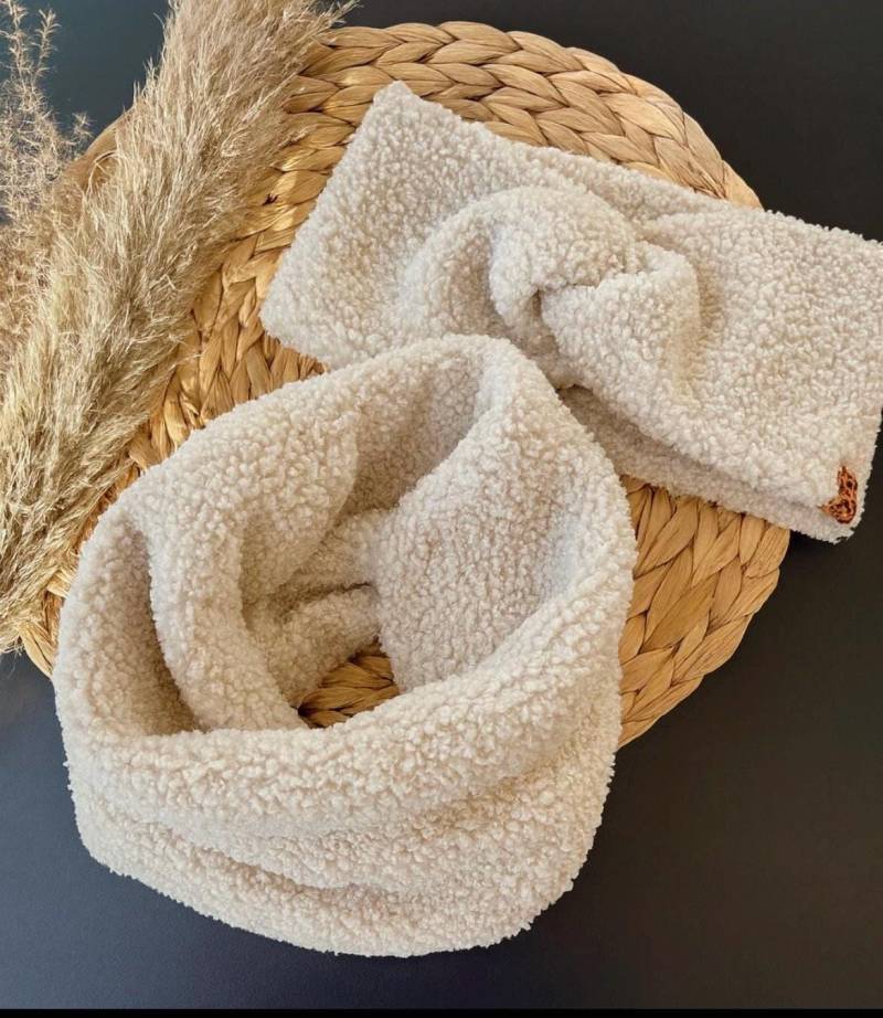 Set Aus Stirnband Und Loop Schal Weichem Teddy-Stoff, Kuschelweich Warm von HejMiniskleineWelt