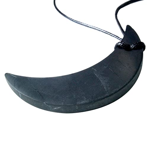 Heka Naturals Shungit Kristall Halskette Anhänger | Heilkristalle & Chakra Halskette - Edelsteinschmuck für Männer & Frauen - Spirituelle und freudige Geschenke (Demie Lune) von Heka Naturals