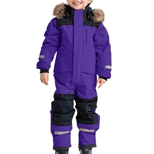 Angebot Des Tages Schneeanzug Kinder Skioverall mit Kapuze Wasserdicht Atmungsaktiv Skianzüge Verdickt Warm Funktionsanzug Outdoor Regenoverall Einteiliger Winddicht Schneeoverall für Jungen Mädchen von Hekbaep