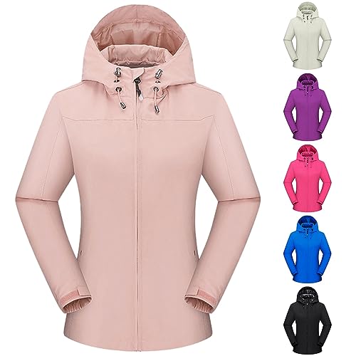 Regenjacke Damen Wasserdicht Atmungsaktiv, Regenjacke Damen faltbar Regenmantel Leicht Jacke Windbreaker Mit Kapuze Softshelljacke Fahrradjacke Funktionsjacke Outdoorjacke Übergangsjacke (M-6XL) von Hekbaep