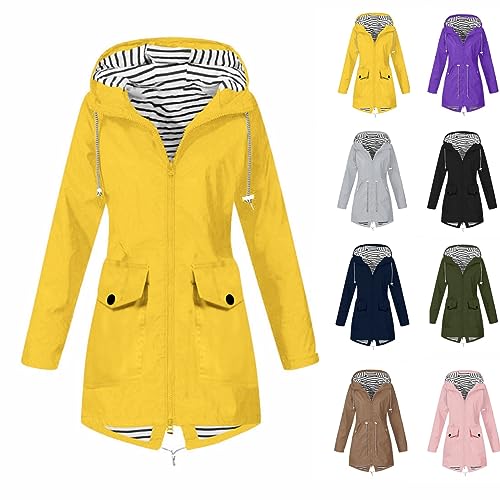 Regenjacke Damen Wasserdicht Atmungsaktiv Regenmantel Übergangsjacke Atmungsaktive Packbare Outdoorjacke Leichte Jacke Mit Kapuze Frauen Windbreaker Für Frühlings Herbst Regenzeit Zum Wandern von Hekbaep