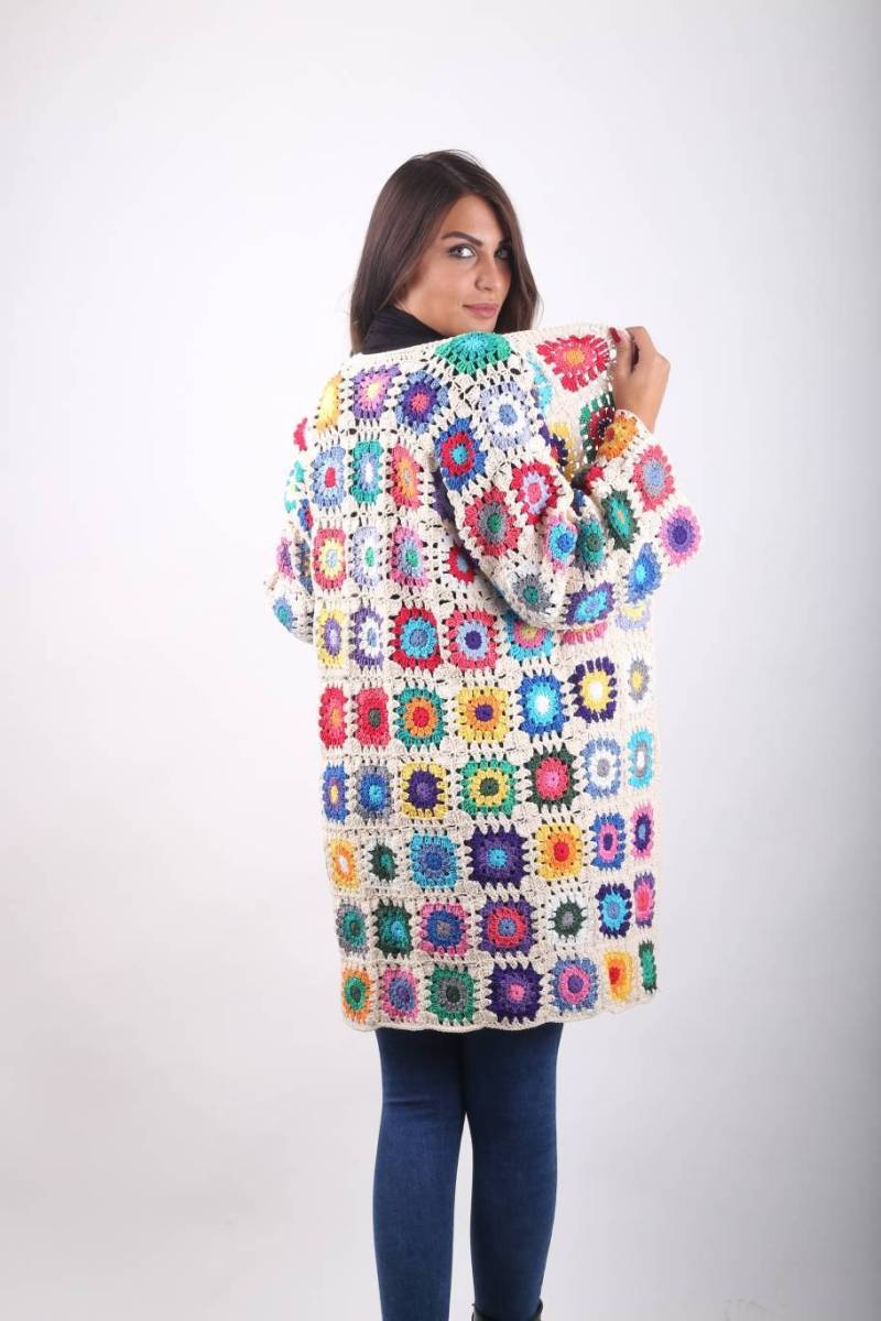 Handgemachte Häkeln Oma Square Strickjacke Boho Patchwork Mantel von HeklaniSvet