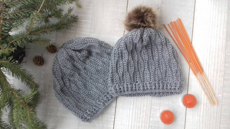 Passende Wintermützen Handgemachte Paarmützen Aus Wollmischung Passende Wintermützen Handgemachte Paarmützen Aus Wollmischung von HeklaniSvet