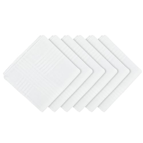 6 Stück Einstecktuch Weiss Stofftaschentücher Herren Weiß 40 cm Quadrat Baumwolle Taschentücher Stoff Weiche Taschentücher für Herren Vintage Baumwolltaschentücher für Hochzeits Geburtstag von HekouJiub