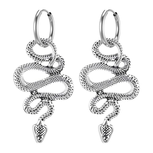 Schlangen Ohrringe Damen Silber Halloween Ohrringe Gothic Punk Party Tropfenohrringe Herren Gothic Schlangen Statement Ohrhänger Hängend Schlange Quastenohrringe Halloween Schmuck Damen von HekouJiub