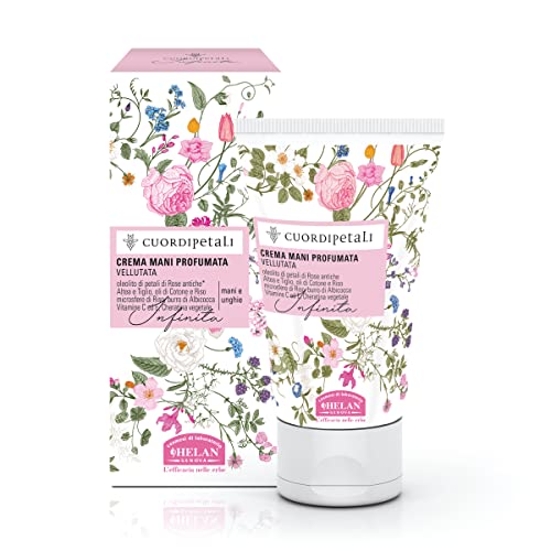 Helan Cuor di Petali – Handcreme für trockene & spröde Haut, seidiger Effekt – pflegende Duftcreme mit Rosenblüten, Vitamin C & E für hohen Schutz vor atmosphärischen Wirkstoffen – Made in Italy, 50 von Helan