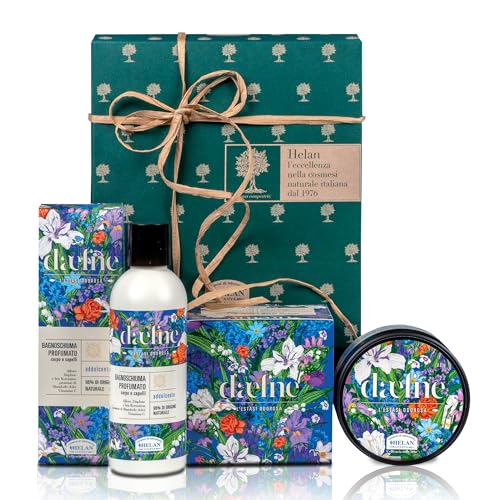 Helan, Daefne - Geschenkset für Damen mit Shampoo und Körperbad mit Vitamin C 200 ml + feuchtigkeitsspendende Körpercreme trockene Haut parfümiert mit Süßmandelöl 200 ml, Geschenkset von Helan