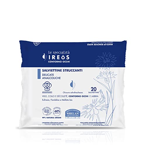 Helan, IREOS - Sanfte Make-up-Entferner-Tücher für empfindliche Haut, Gesichts- und Augen-Make-up-Entferner, Lippen und Hals für Hautpflege und Gesichtsreinigung, Make-up-Entferner-Tücher mit Kokosöl, von Helan