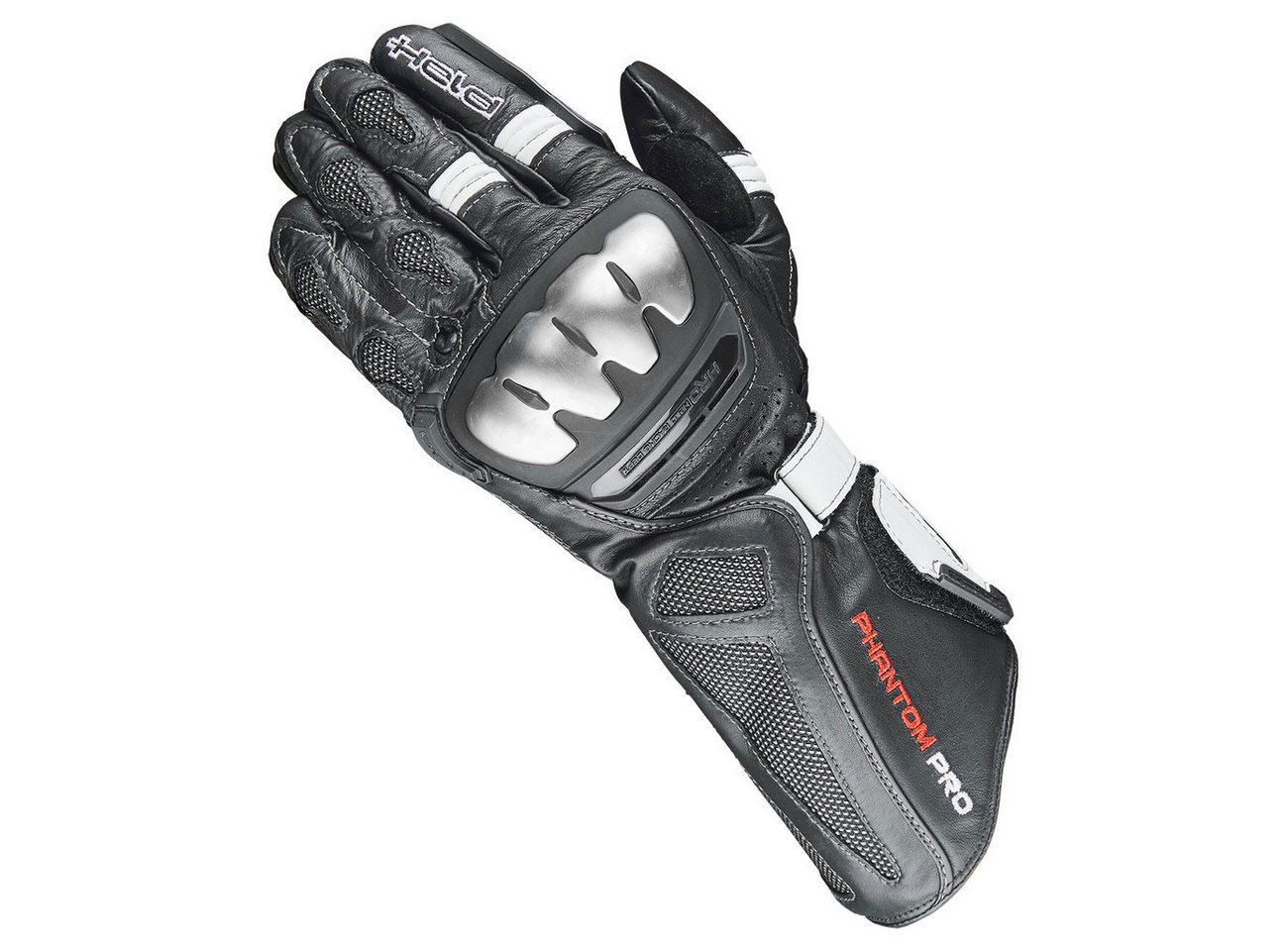 Held Motorradhandschuhe Held Handschuh Phantom Pro schwarz-weiß 11 / XXL Sporthandschuh aus Känguruleder mit Fingerbrücke von Held