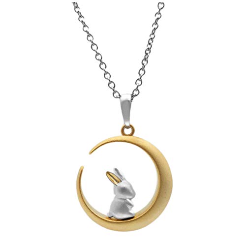 Helen de Lete 925 Sterling Silber Bunny On The Moon Halsband Halskette, Sterling Silber von Helen de Lete