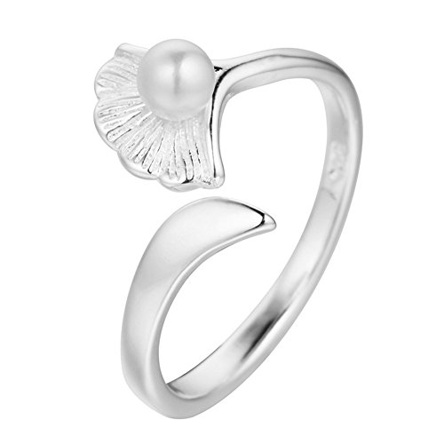 Helen de Lete Ginkgo Blatt auf Perle 925 Sterling-Silber Schmuck Set (Ring) von Helen de Lete