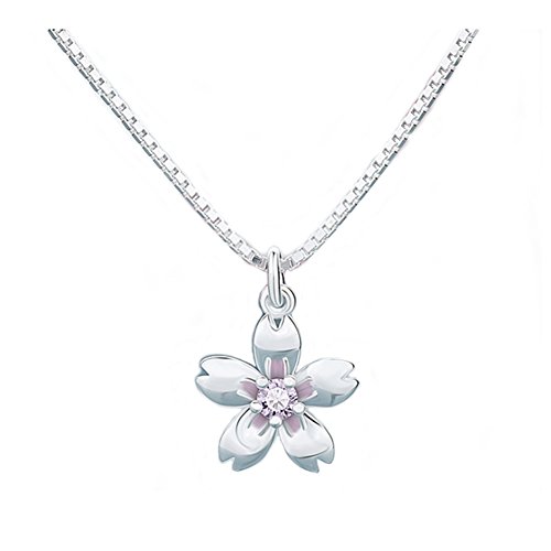 Helen de Lete Little Pink Sakura Flower Sterling Silber Choker Halskette, Sterling Silber von Helen de Lete