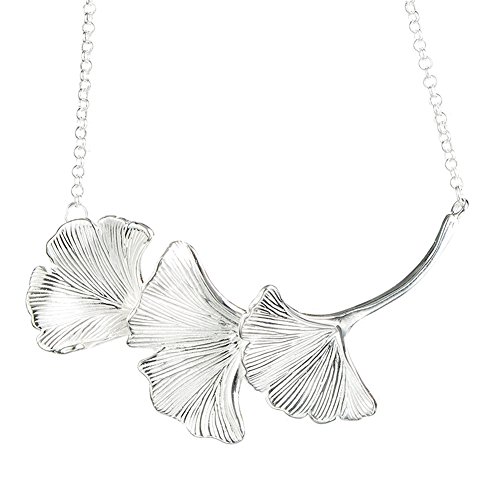 Helen de Lete Innovativer Schöne drei Ginkgo-Blätter 925 Sterling Silber Halsband Halskette von Helen de Lete