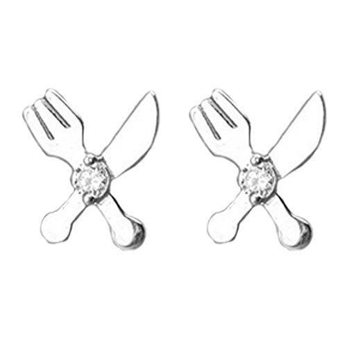 Helen de Lete Messer und Gabel 925 Sterling Silber Ohrringe von Helen de Lete