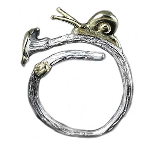 Helen de Lete Offener Ring mit kleiner Schnecke auf Blumenranke, Sterlingsilber von Helen de Lete