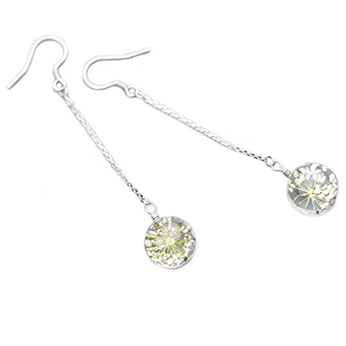 Helen de Lete Ohrhänger aus 925er-Sterlingsilber, Design: Pusteblume, Anhängerform: Kristallkugel von Helen de Lete