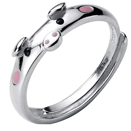 Helen de Lete Verstellbarer Ring aus 925er-Sterlingsilber mit schönem Schweinchen, Sterling Silber, Kein Edelstein von Helen de Lete