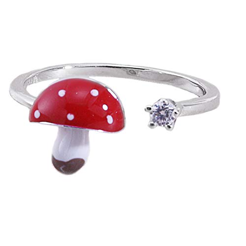 Helen de Lete S925 Sterling Silber roter Pilz verstellbarer Ring, Sterling Silber von Helen de Lete