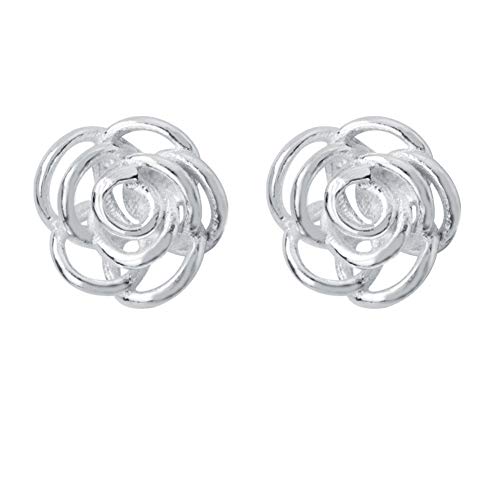 Helen de Lete S925 Sterling Silber Minimalismus Cut-Out Rose Blume Ohrstecker, Sterling Silber von Helen de Lete