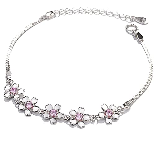 Helen de Lete S925 Sterling Silber Original Rosa Kranz Romantische Kleine Kirschblüten Armband von Helen de Lete