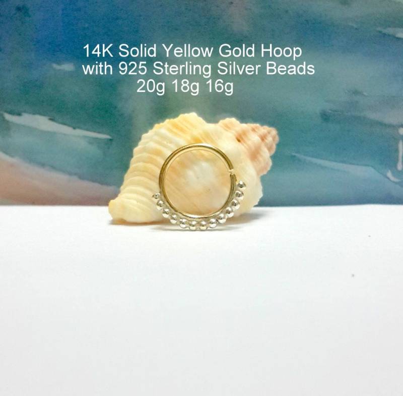 14K Gold Septum Ring Mit Sterling Silber Perlen - Indien Stil Feiertage Geschenk-Schwarzer Freitag-Ostern 14K Gold Septum Ring Mit Sterling Silber Perlen - Indien Stil Feiertage Geschenk-Schwarzer Freitag-Ostern von HelenCollectionJewel