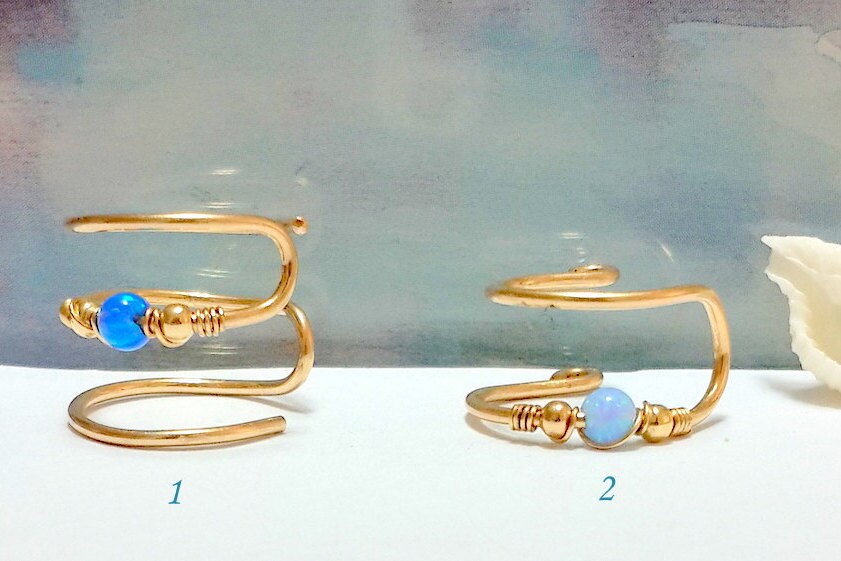 Gold Opal Ohrmanschette Nicht Durchbohrte Knorpel Clip, Fake Piercing, Geschenk von HelenCollectionJewel