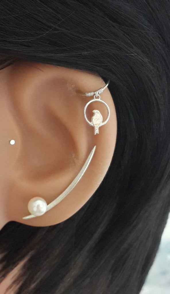 sterling Silber Vogel Knorpel Ohrring Helix Hoop, 22-16 Gauge, Sharm Schmuck, Geschenke sterling Silber Vogel Knorpel Ohrring Helix Hoop, 22-16 Gauge, Sharm Schmuck, Geschenke von HelenCollectionJewel