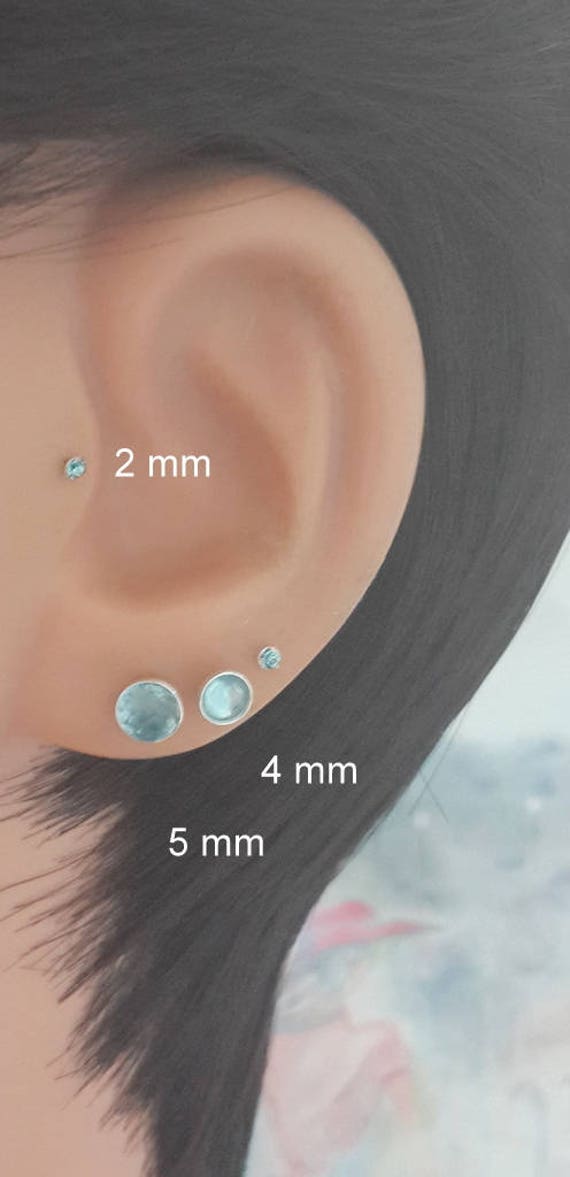 Blautopas Ohrstecker 14K Gold Filled Oder Sterling Silber, 3-4-5 Mm, Geschenk Zum Valentinstag von HelenCollectionJewel