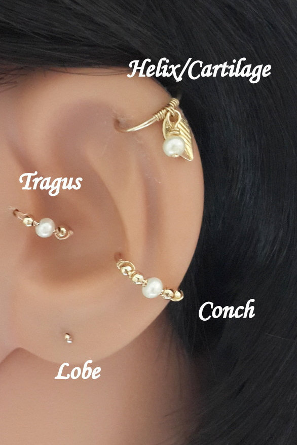 14K Gold Filled Tragus Ohrring Süßwasserperle, 16G-22G, Tag Der Arbeit 14K Gold Filled Tragus Ohrring Süßwasserperle, 16G-22G, Tag Der Arbeit von HelenCollectionJewel