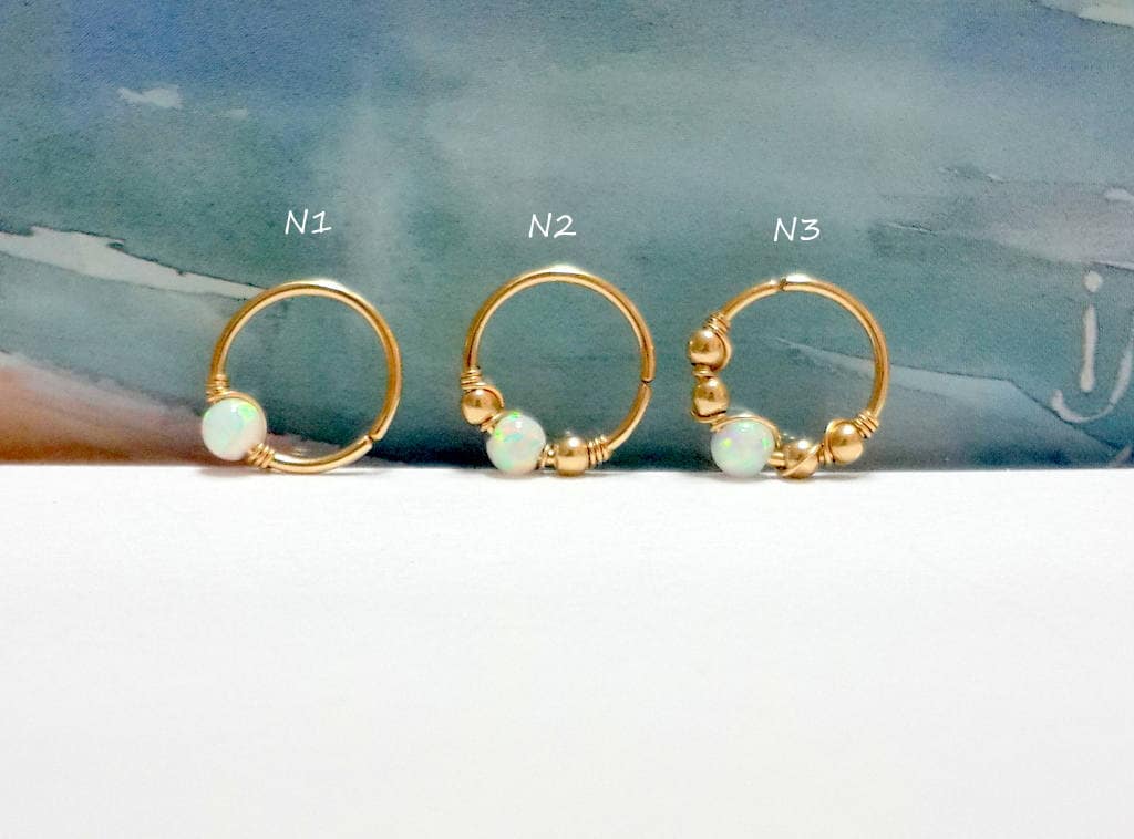 Weißer Opal 14K Gold Filled Ohrring Helix, Septum, Nase, 22-16 Gauge, Geburtsstein Oktober Weißer Opal 14K Gold Filled Ohrring Helix, Septum, Nase, 22-16 Gauge, Geburtsstein Oktober von HelenCollectionJewel