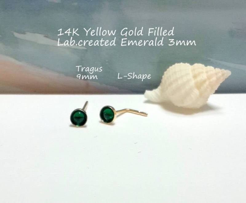 Smaragd Nasenstecker Sterlingsilber Tragus Piercing, 20G-22G, Geschenk Für Sie von HelenJewelryK