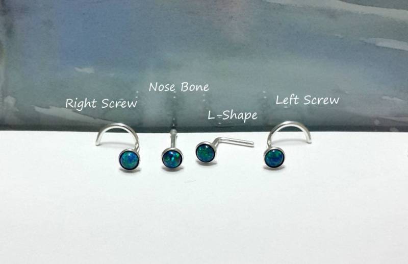 925Er Sterling Silber Feueropal Nasenstecker 16G 18G 20G 22G, Black Friday von HelenJewelryK