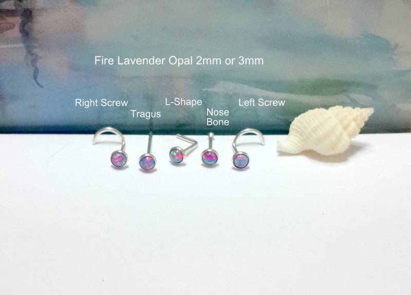 Lavendel Opal Sterlingsilber Nasenstecker 16G-24G, Tragus, L-Form, Schraube, Knochen, Tag Der Arbeit von HelenJewelryK