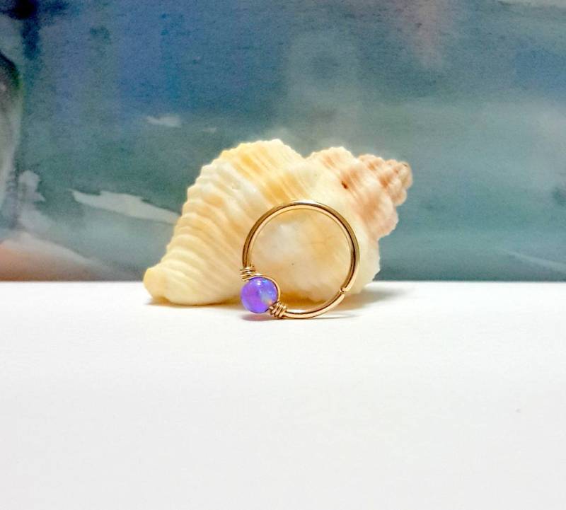 Gold Filled Violet Opal Nasenring Hoop 16G 18G 20G 22G, Holiday Super von HelenJewelryK