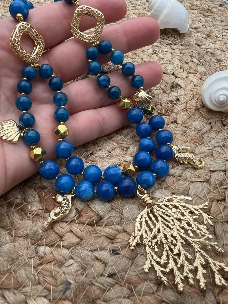 Blue Lapis Lazuli Necklace Handmade Gift For Woman Girlfriend Unique Piece Wedding Elegant Party Accessories von HelenaHildebrand888