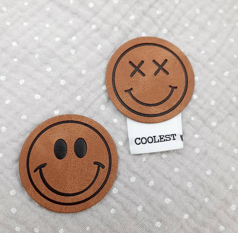 Kunstleder Label Set Smiley Happy Coolest von HeleniiHandmade
