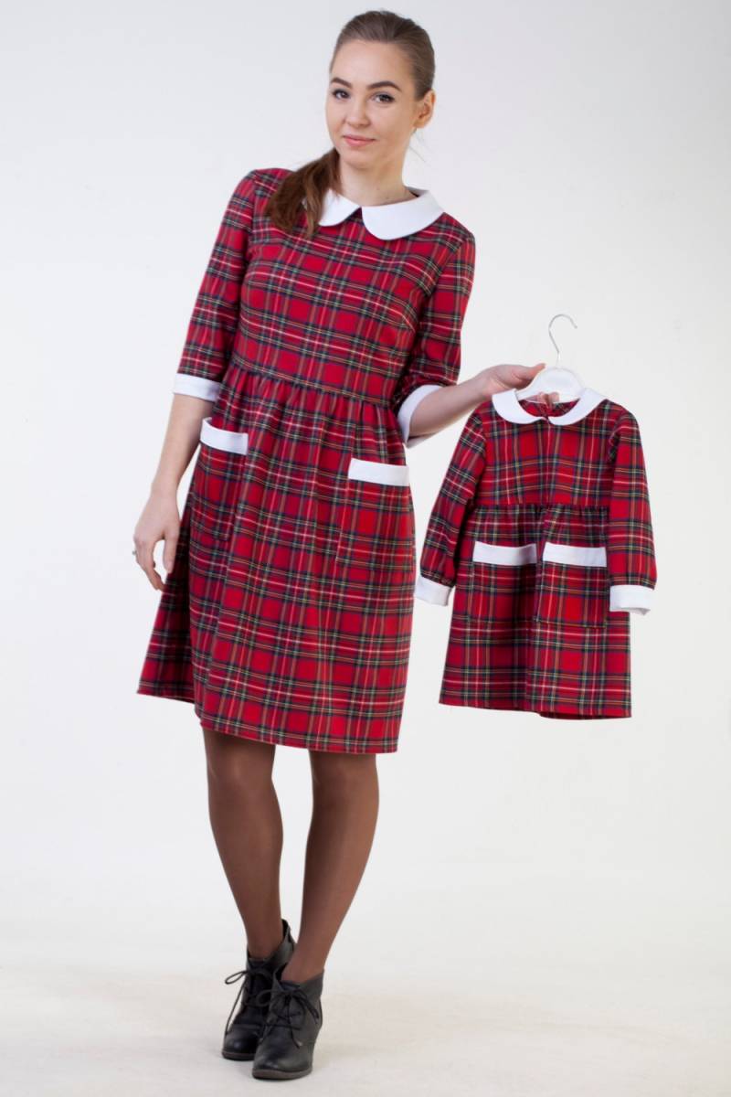 Mutter Tochter Rot Kariertes Kleid Tochter Passendes Mama Und Ich Party Outfit Passende Weihnachtskleider von HelensWear