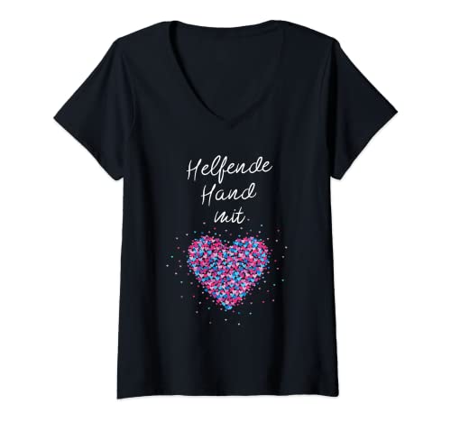 Damen Helfende Hand mit Herz Ehrenamtliche Helferin Freiwillig T-Shirt mit V-Ausschnitt Damen Helfende Hand mit Herz Ehrenamtliche Helferin Freiwillig T-Shirt mit V-Ausschnitt von Helfende Hand Ehrenamt Freiwilligen Dienst