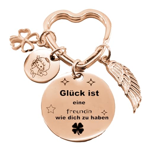 Schlüsselanhänger, Metall Schutzengel Schlüsselanhänger,Geschenk Schutzengel Glücksbringer - Süßer Engel mit Herz als Geschenkidee für Freundin,Schlüsselanhänger Teenager mädchen,Geschenke für Frauen von Helgee