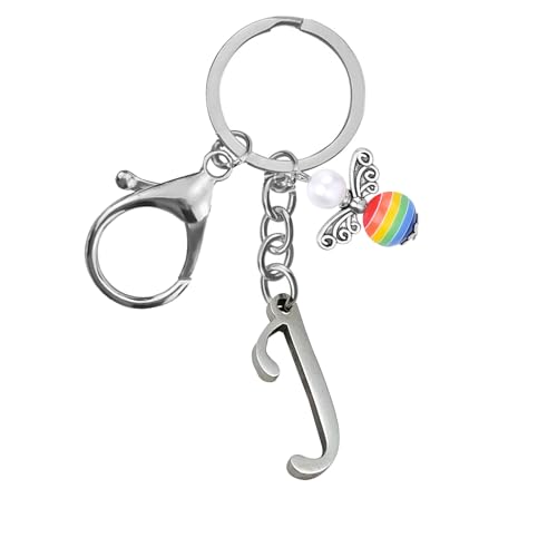 Schlüsselanhänger, Metall Schutzengel Schlüsselanhänger with A-Z Buchstaben,Geschenk Schutzengel Glücksbringer - Süßer Engel mit Herz als Geschenkidee für Freundin (J) von Helgee