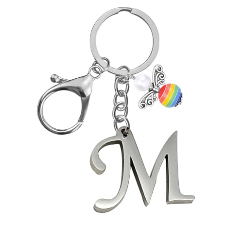 Schlüsselanhänger, Metall Schutzengel Schlüsselanhänger with A-Z Buchstaben,Geschenk Schutzengel Glücksbringer - Süßer Engel mit Herz als Geschenkidee für Freundin (M) von Helgee