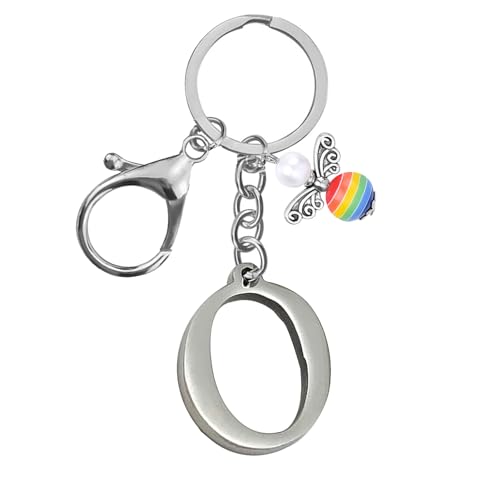 Schlüsselanhänger, Metall Schutzengel Schlüsselanhänger with A-Z Buchstaben,Geschenk Schutzengel Glücksbringer - Süßer Engel mit Herz als Geschenkidee für Freundin (O) von Helgee