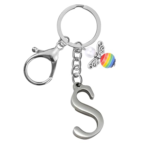 Schlüsselanhänger, Metall Schutzengel Schlüsselanhänger with A-Z Buchstaben,Geschenk Schutzengel Glücksbringer - Süßer Engel mit Herz als Geschenkidee für Freundin (S) von Helgee