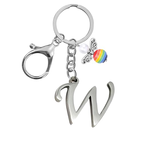 Schlüsselanhänger, Metall Schutzengel Schlüsselanhänger with A-Z Buchstaben,Geschenk Schutzengel Glücksbringer - Süßer Engel mit Herz als Geschenkidee für Freundin (W) von Helgee