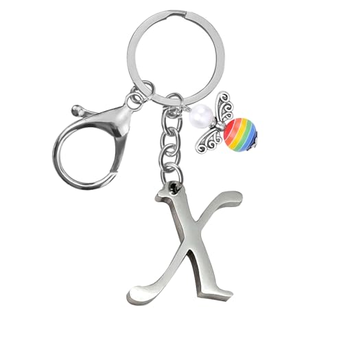 Schlüsselanhänger, Metall Schutzengel Schlüsselanhänger with A-Z Buchstaben,Geschenk Schutzengel Glücksbringer - Süßer Engel mit Herz als Geschenkidee für Freundin (X) von Helgee