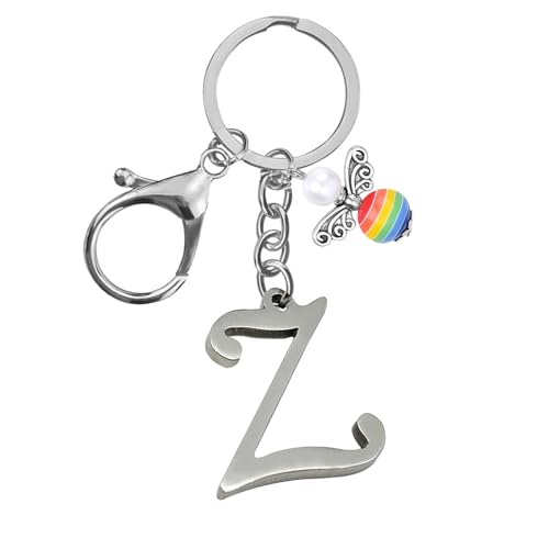 Schlüsselanhänger, Metall Schutzengel Schlüsselanhänger with A-Z Buchstaben,Geschenk Schutzengel Glücksbringer - Süßer Engel mit Herz als Geschenkidee für Freundin (Z) von Helgee
