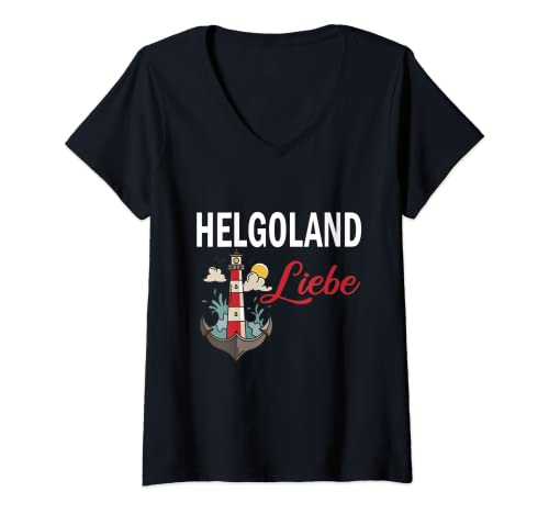 Damen Helgoland Deät Lun Heligoland Düne Pinneberg T-Shirt mit V-Ausschnitt Damen Helgoland Deät Lun Heligoland Düne Pinneberg T-Shirt mit V-Ausschnitt von Helgoländer Friesisch Nordseeurlaub